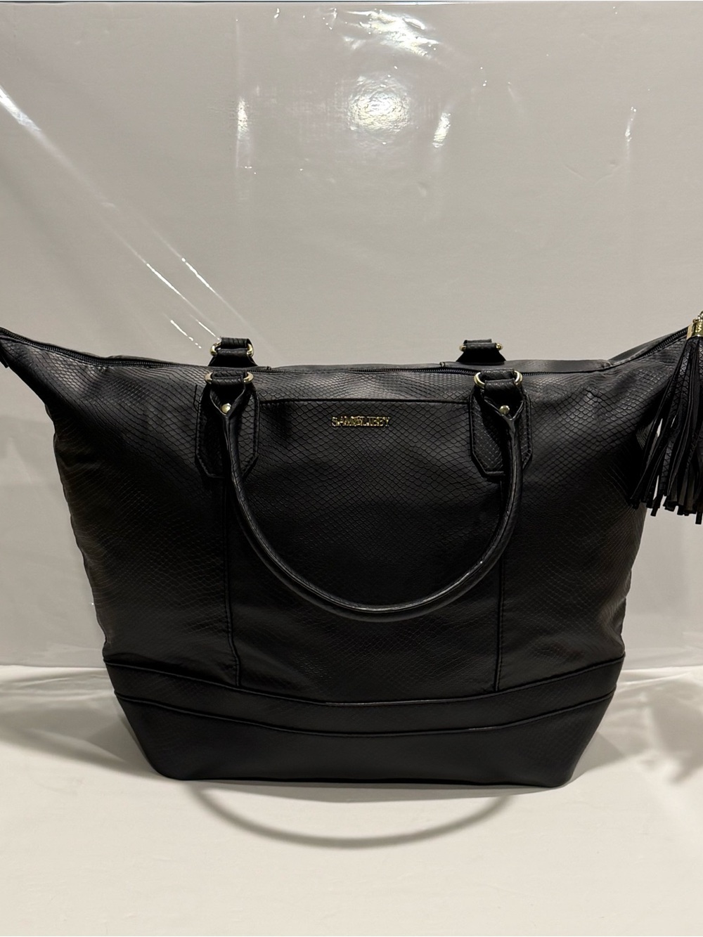 Sam & Libby Black Textured Tote with Tassel
